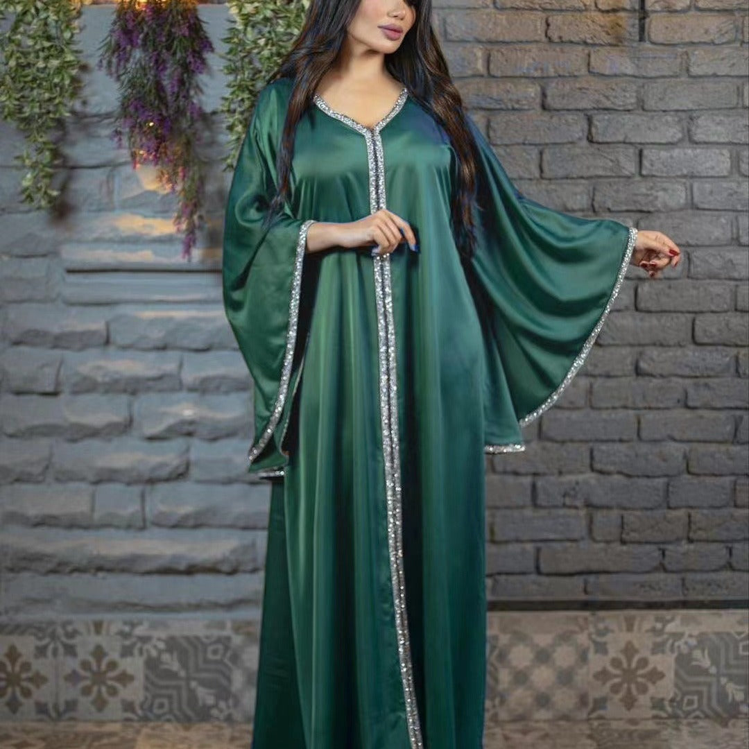 Muslim fashion women's robes with rhinestones