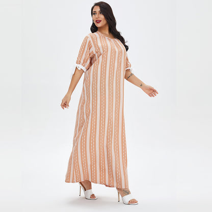 Muslim Women's Casual Dress with Round Neck