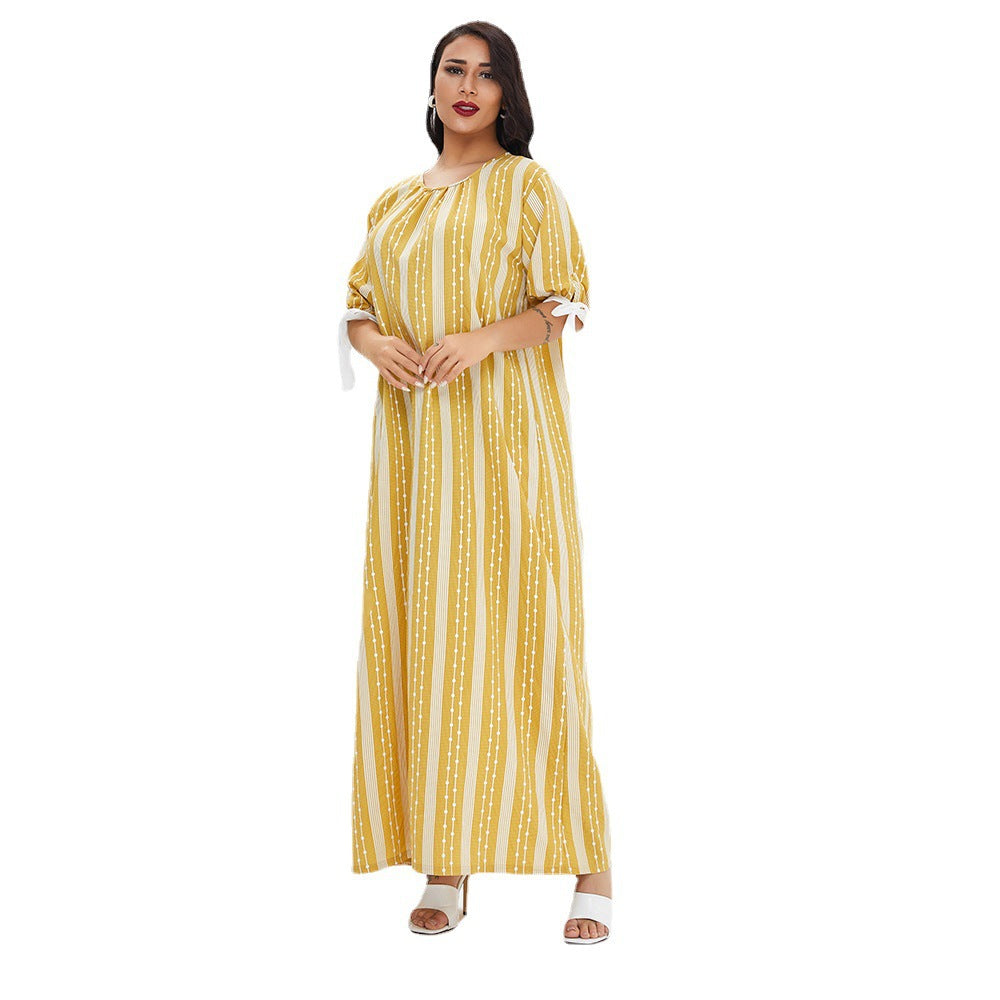Muslim Women's Casual Dress with Round Neck