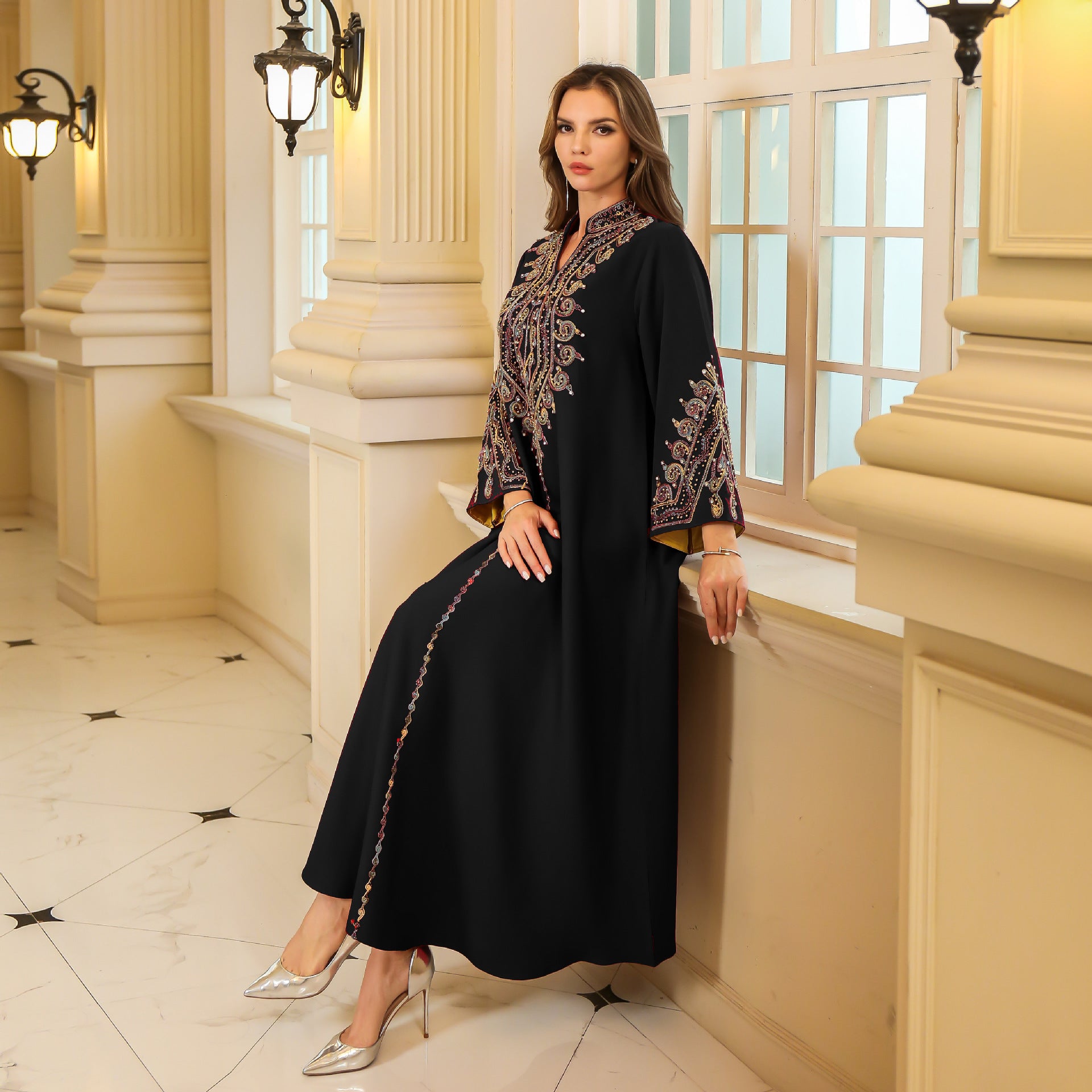 Muslim Women's Embroidered Abaya Dress