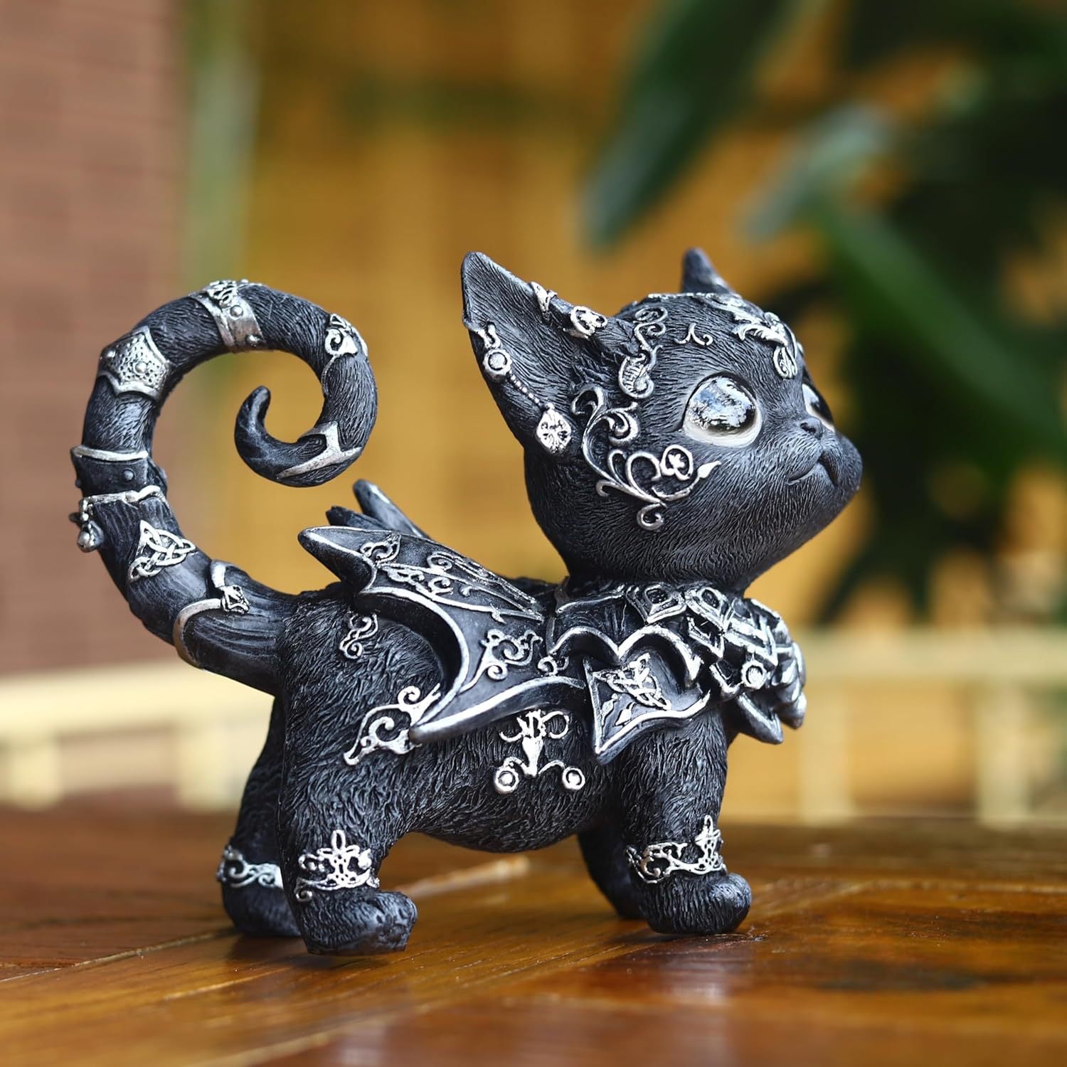 Mysterious Black Cat Resin Ornament