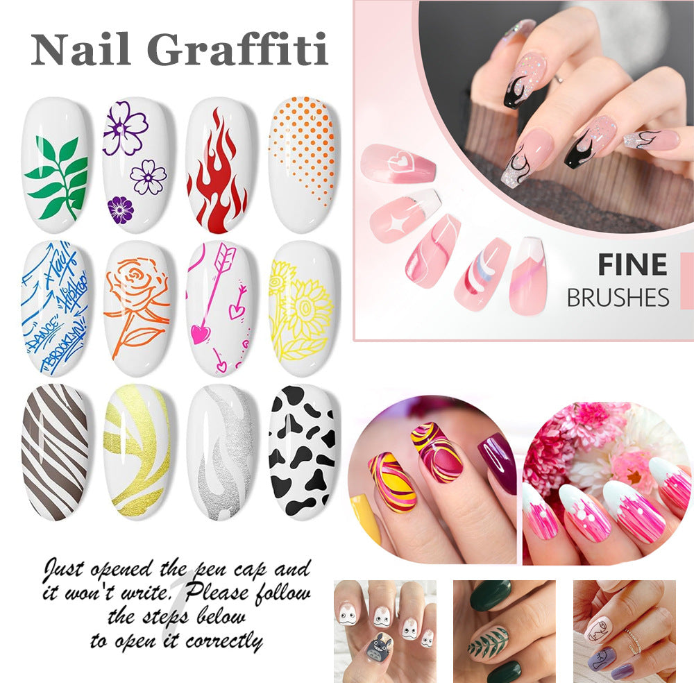Nail art painting and graffiti pen