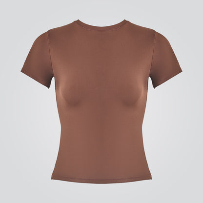 Naked Feeling High-Elastic Right Shoulder Short-Sleeved T-Shirt
