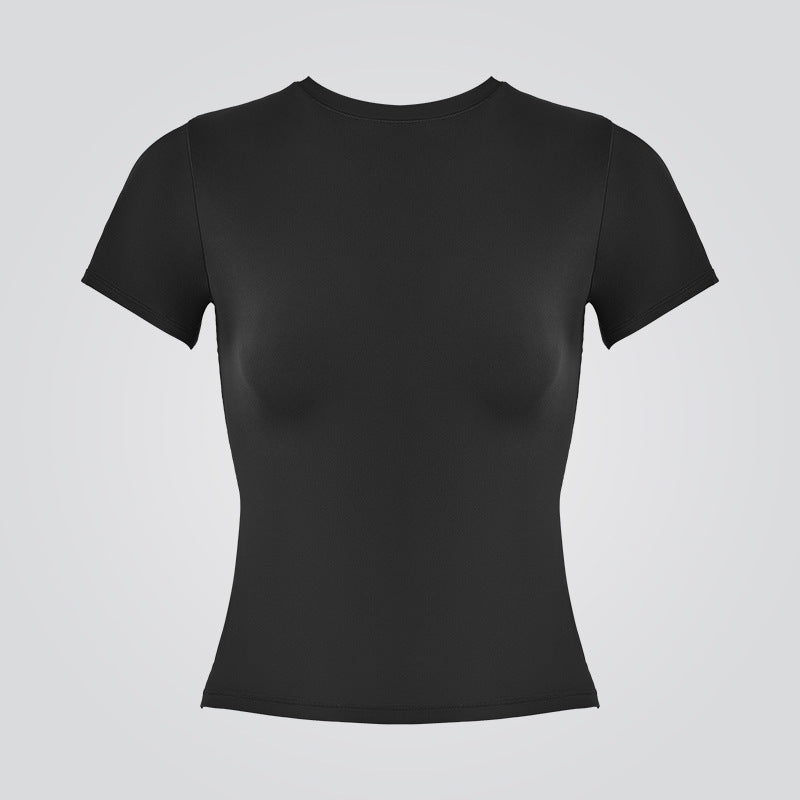 Naked Feeling High-Elastic Right Shoulder Short-Sleeved T-Shirt