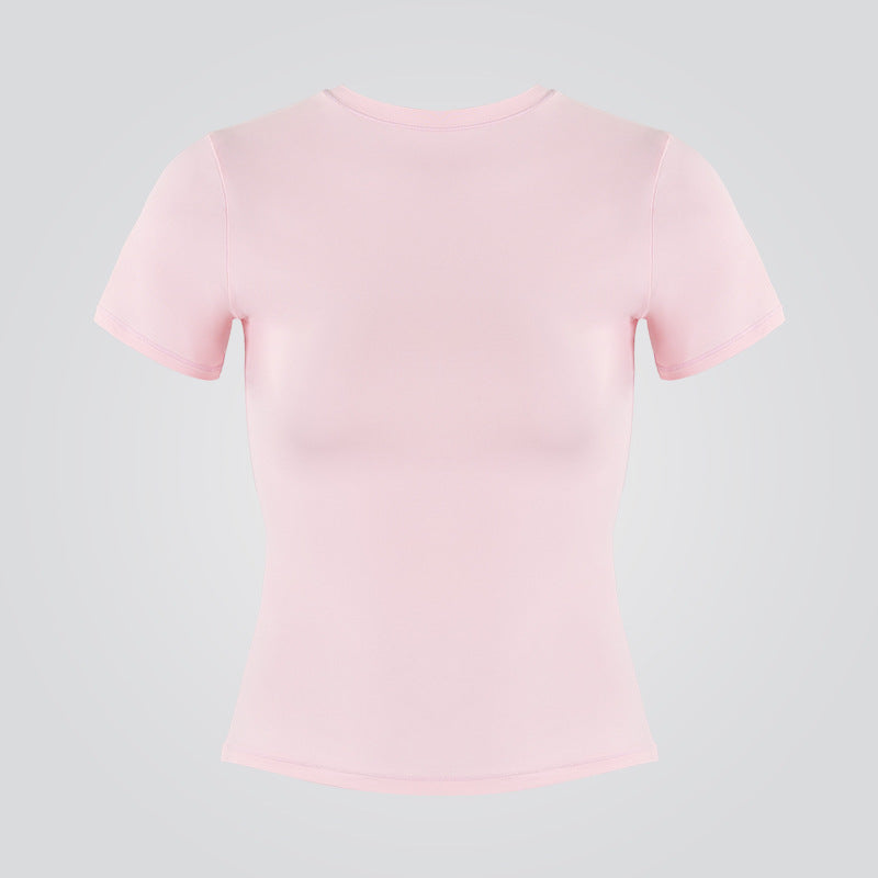 Naked Feeling High-Elastic Right Shoulder Short-Sleeved T-Shirt