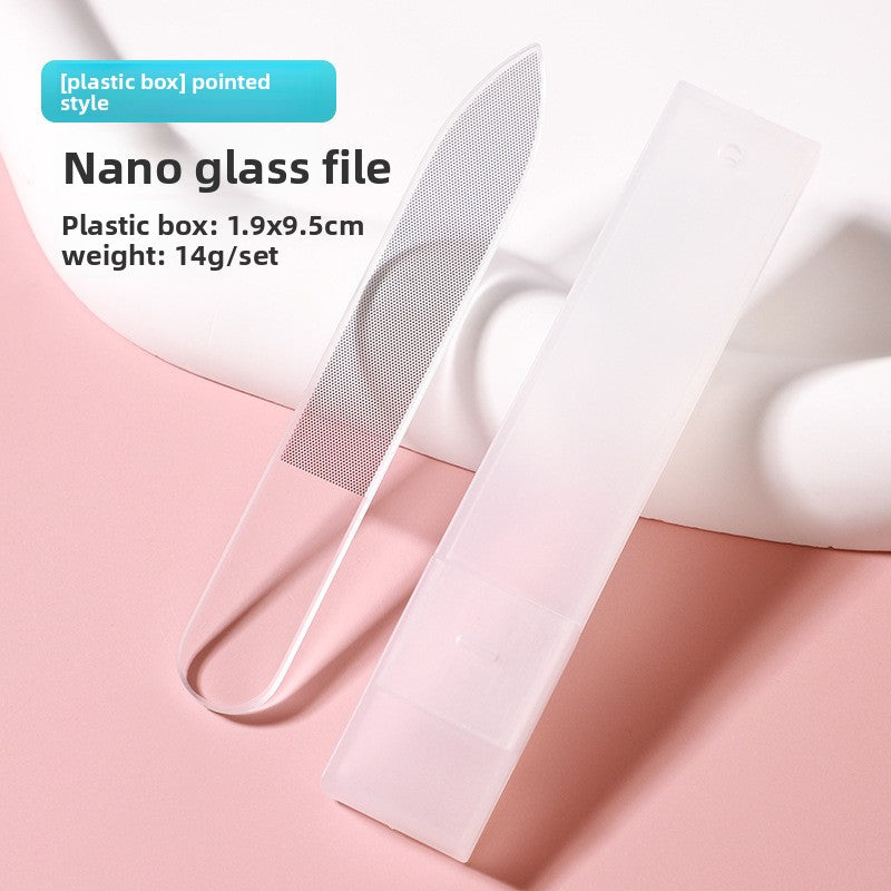 Nano-glass nail file for nail shaping