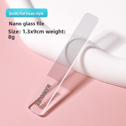 Nano-glass nail file for nail shaping