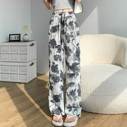 National Style Jacquard Wide Leg Pants