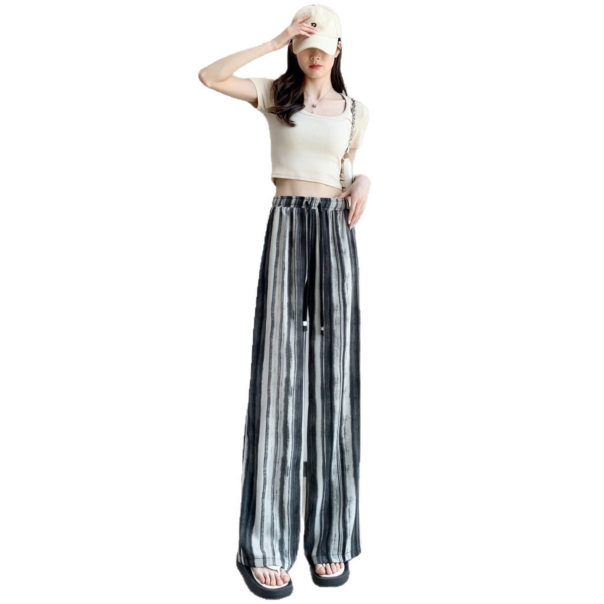 National Style Jacquard Wide Leg Pants