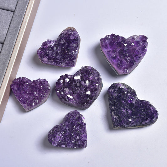 Natural Amethyst Heart Crystal Cluster Specimen