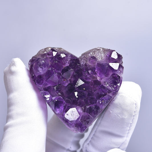 Natural Amethyst Heart Crystal Cluster Specimen