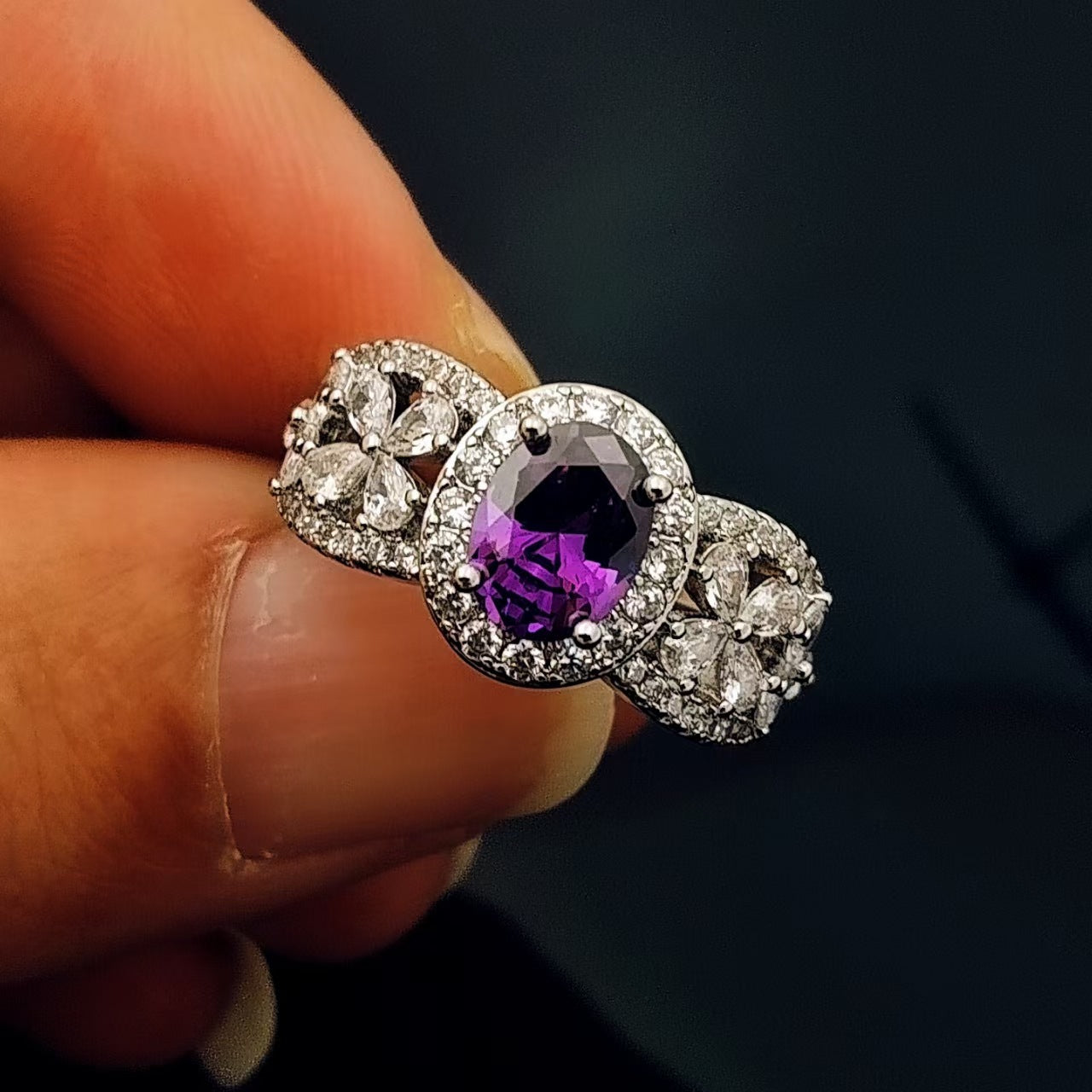 Natural amethyst ring