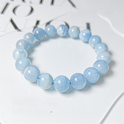 Natural Aquamarine Bead Bracelet for Women