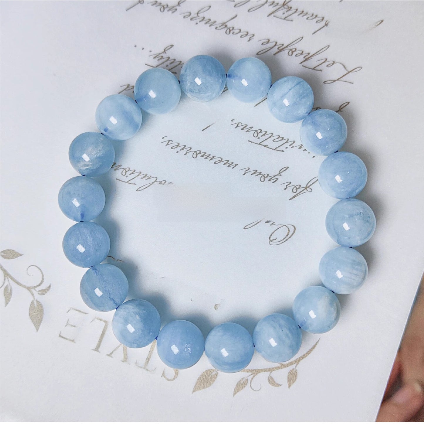 Natural Aquamarine Bead Bracelet for Women