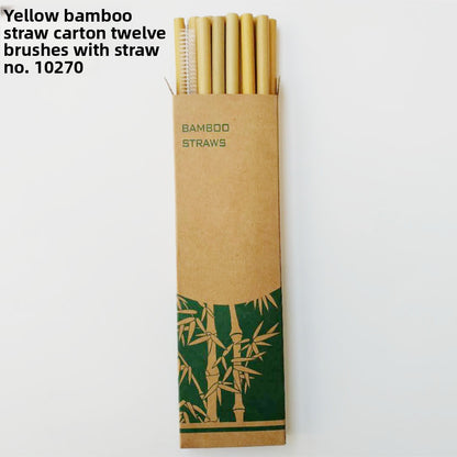 Natural Bamboo Straw Set with Cleaning Brush and Paper Box