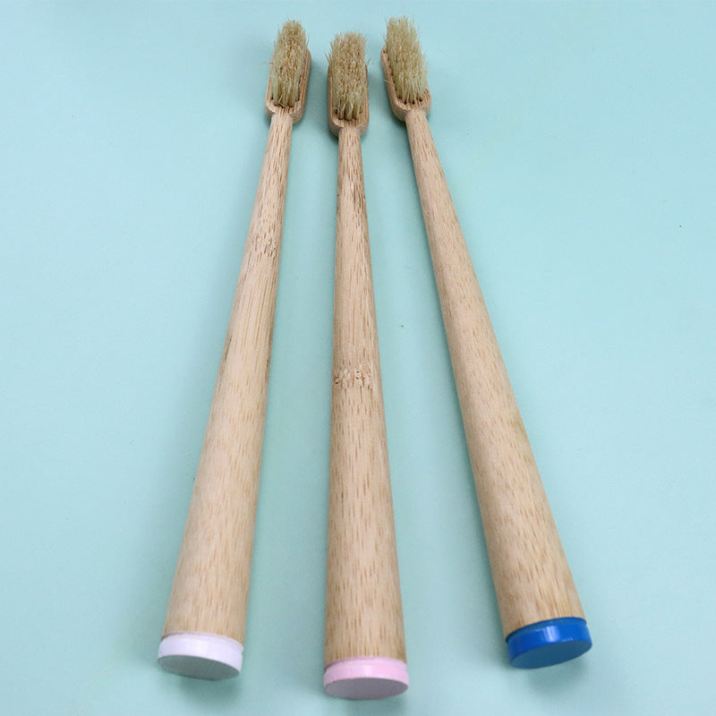 Natural Bamboo Toothbrush with Pig or Horse Hair Bristles