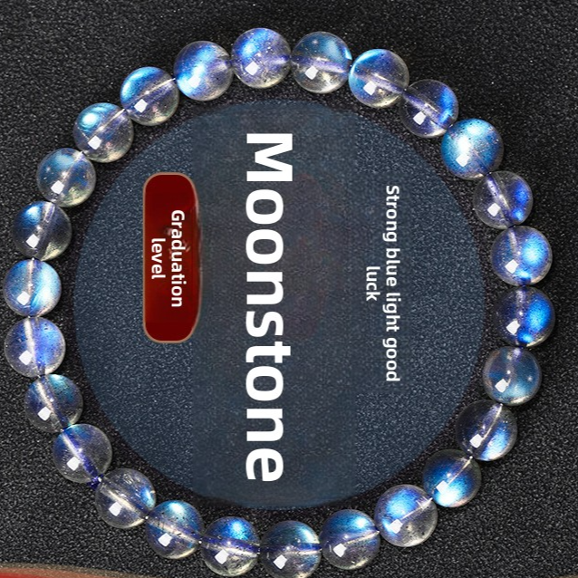 Natural Blue Moonstone Flower Bead Bracelet