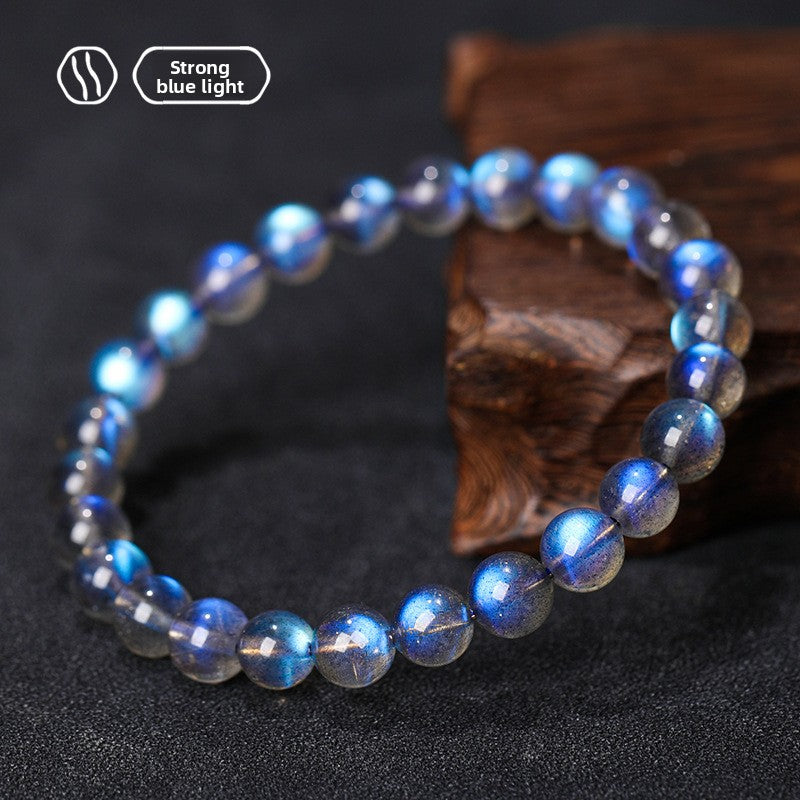 Natural Blue Moonstone Flower Bead Bracelet