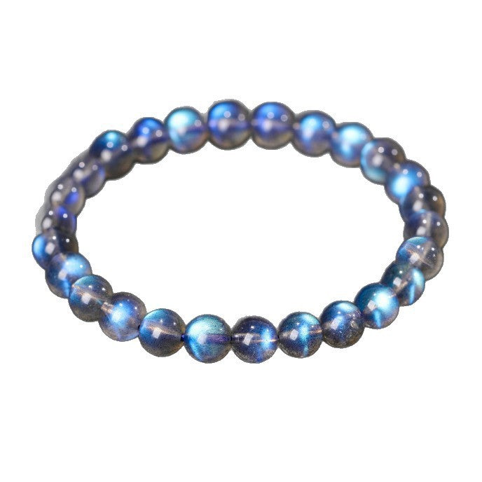 Natural Blue Moonstone Flower Bead Bracelet