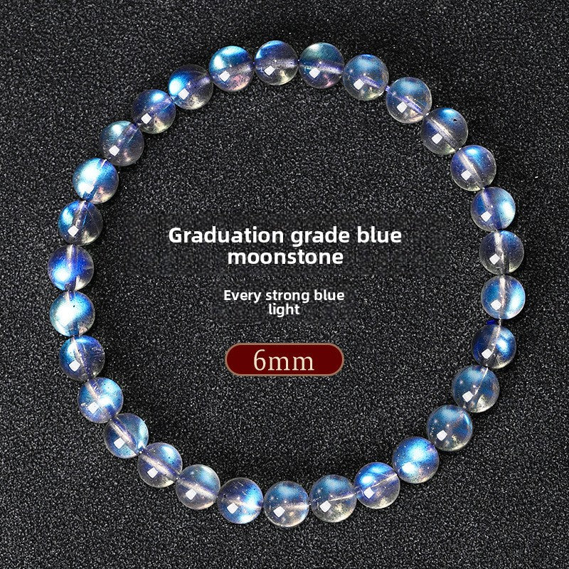 Natural Blue Moonstone Flower Bead Bracelet