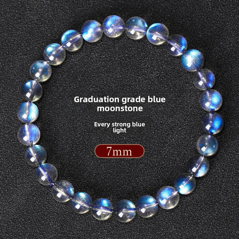 Natural Blue Moonstone Flower Bead Bracelet
