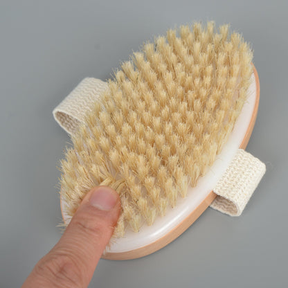 Natural Boar Bristle Bath Brush with Middle Handle