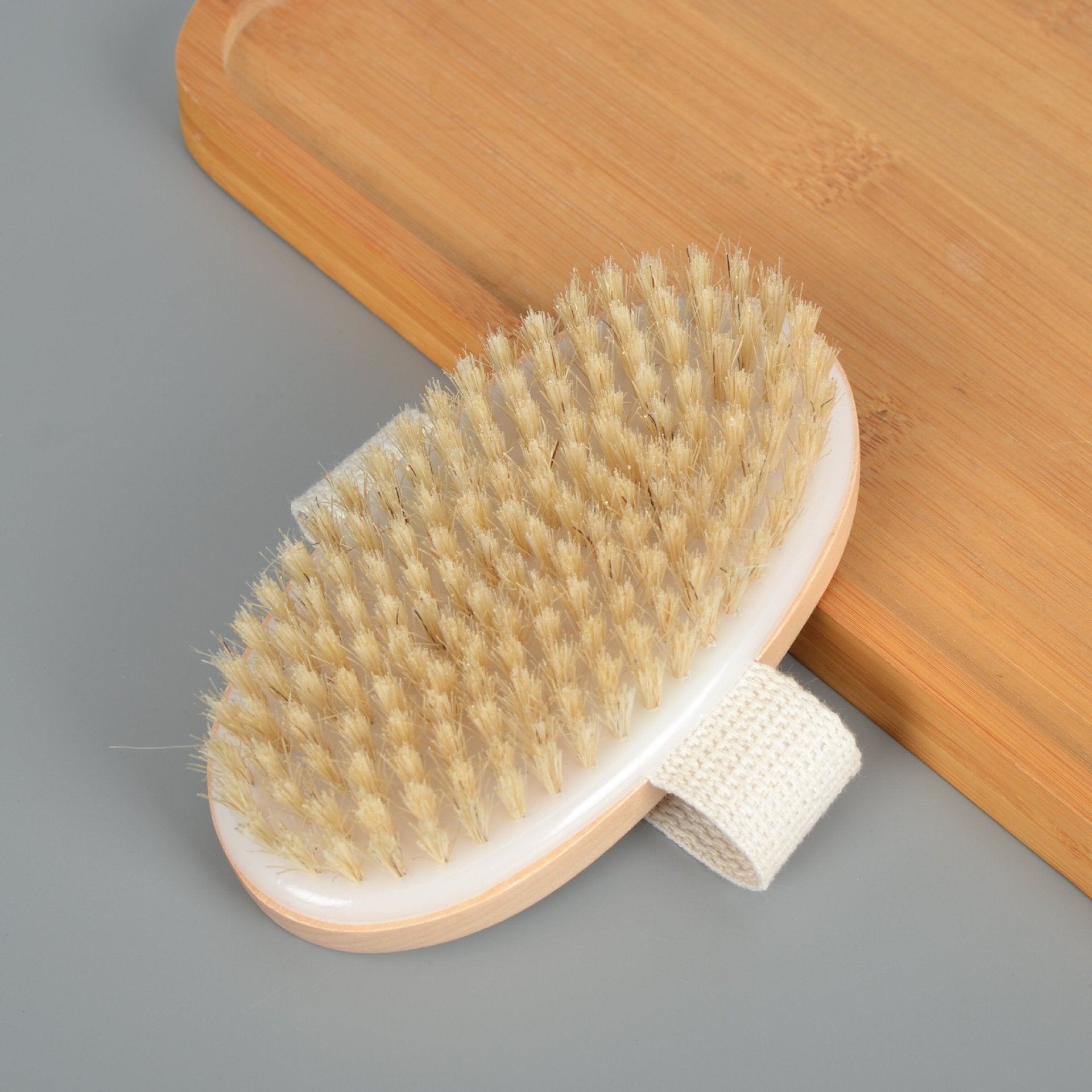 Natural Boar Bristle Bath Brush with Middle Handle