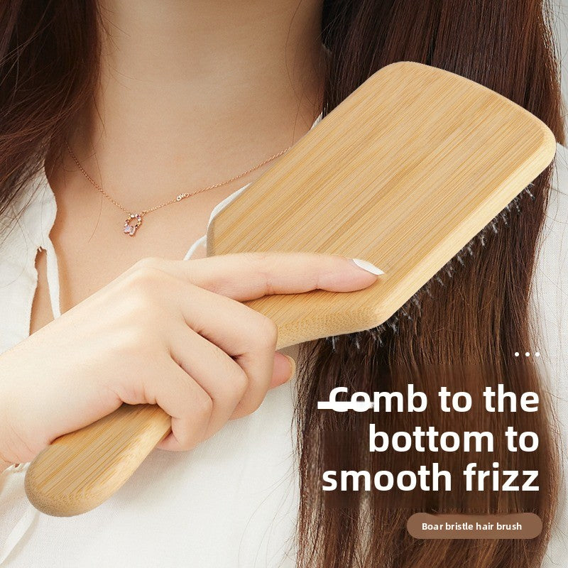 Natural Boar Bristle Wooden Hair Massage Comb