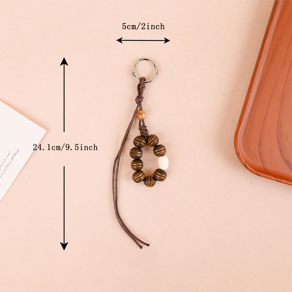 Natural Bodhi Seed Wooden Bead Bag Keychain Pendant