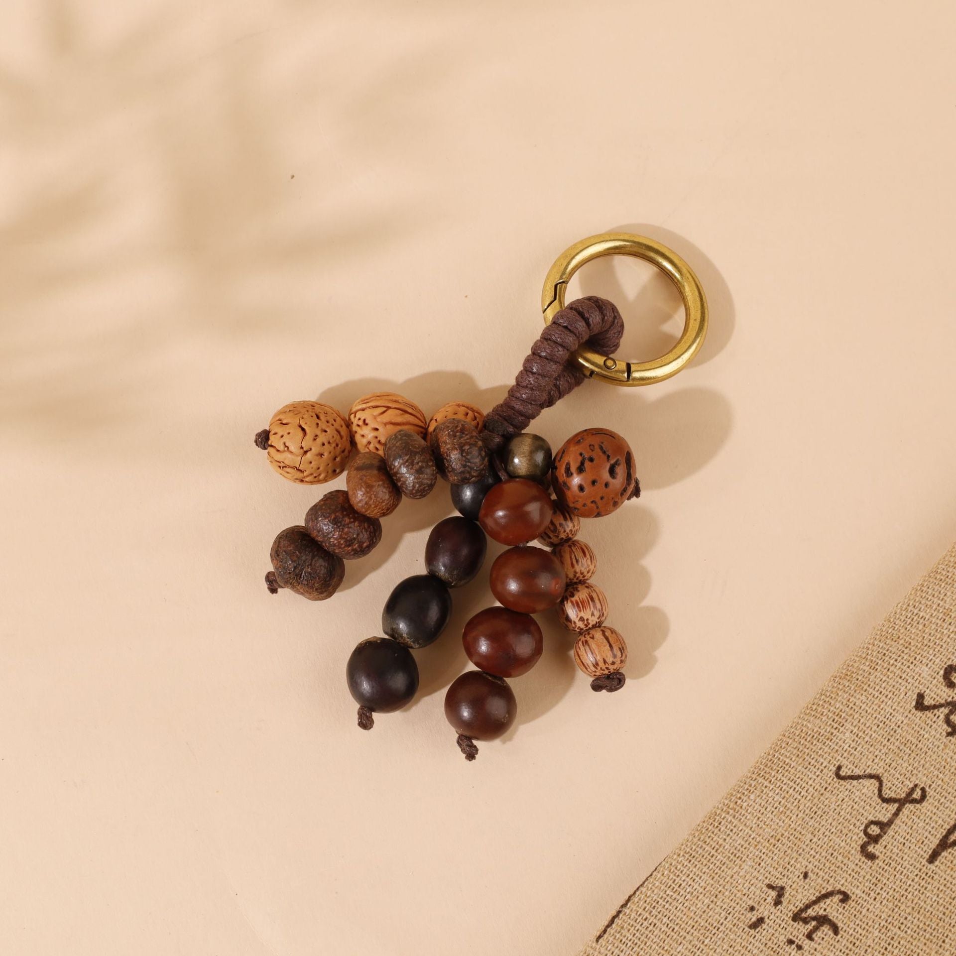 Natural Bodhi Seed Wooden Bead Bag Keychain Pendant