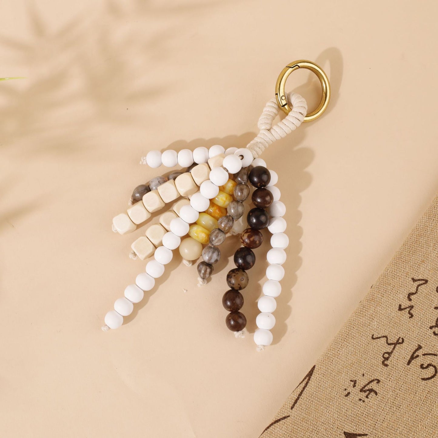 Natural Bodhi Seed Wooden Bead Bag Keychain Pendant