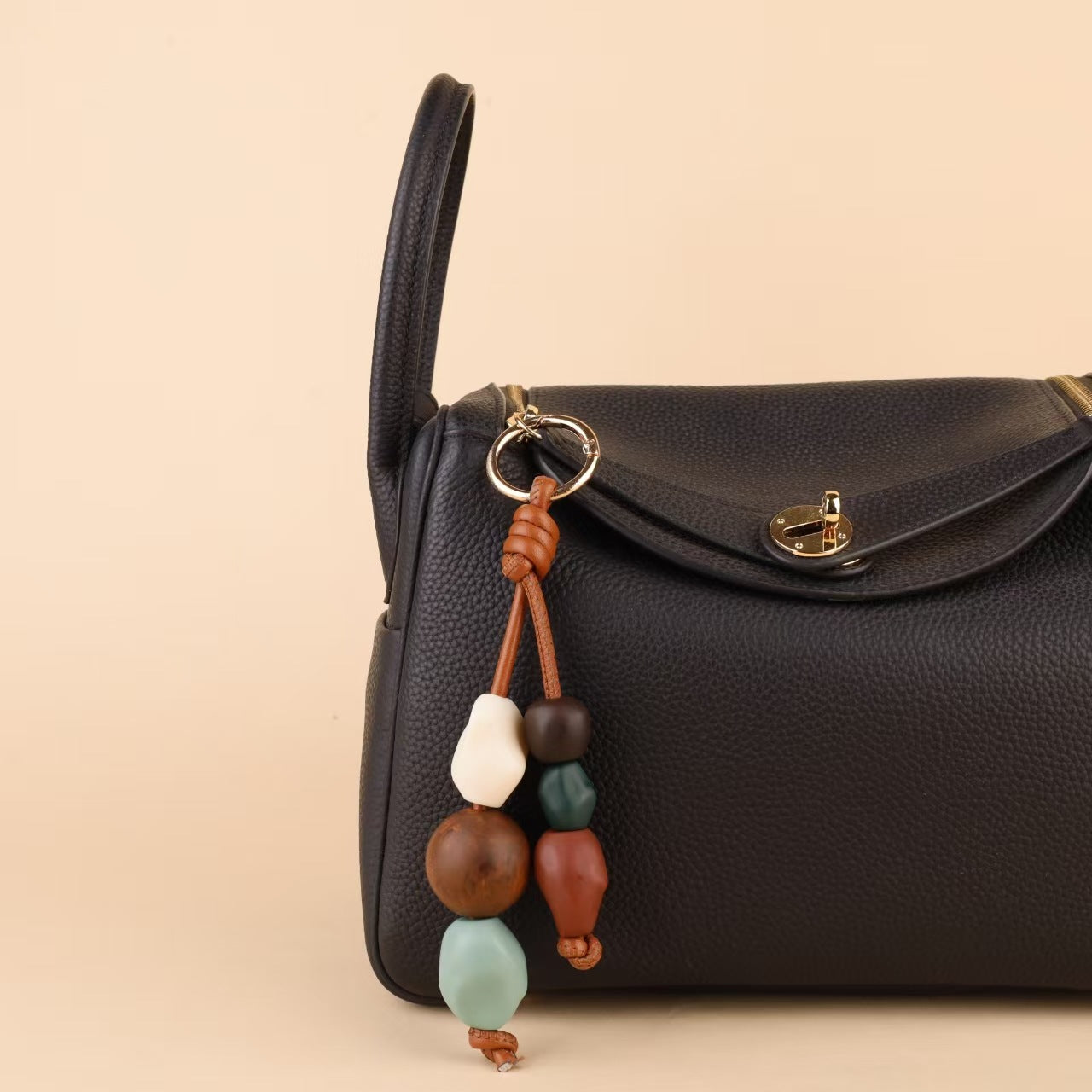 Natural Bodhi Seed Wooden Bead Bag Keychain Pendant