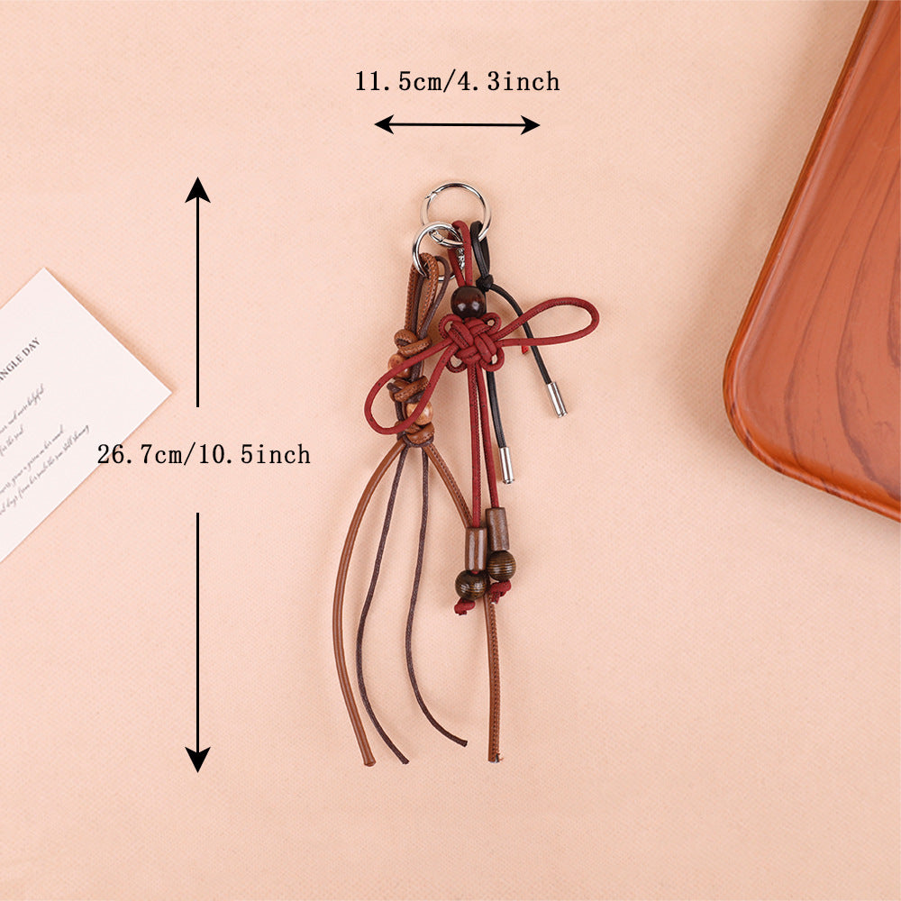 Natural Bodhi Seed Wooden Bead Bag Keychain Pendant
