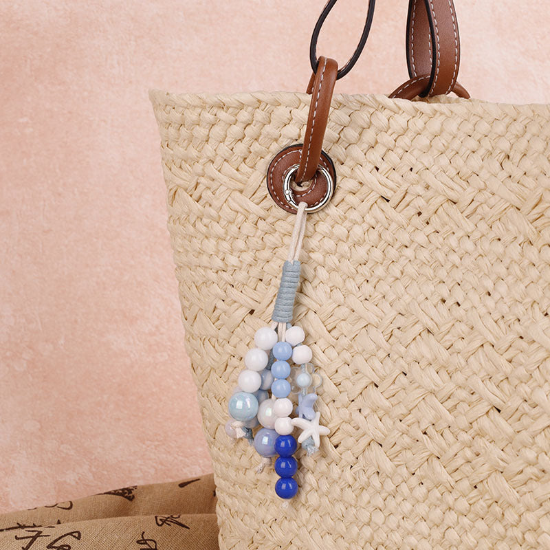 Natural Bodhi Seed Wooden Bead Keychain Pendant