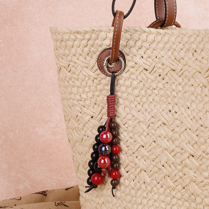 Natural Bodhi Seed Wooden Bead Keychain Pendant