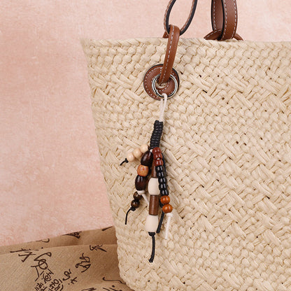 Natural Bodhi Seed Wooden Bead Keychain Pendant