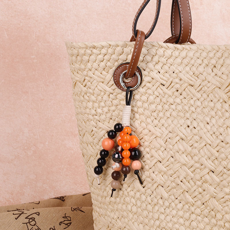 Natural Bodhi Seed Wooden Bead Keychain Pendant