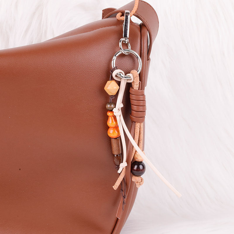 Natural Bodhi Seed Wooden Bead Keychain Pendant