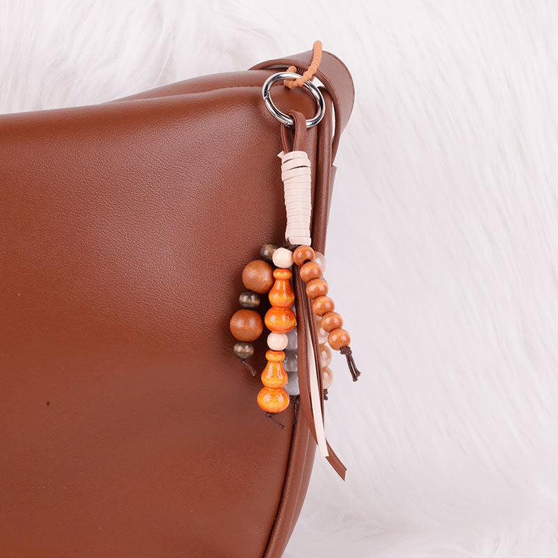 Natural Bodhi Seed Wooden Bead Keychain Pendant