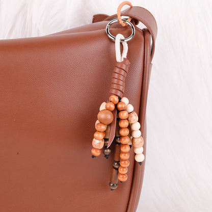 Natural Bodhi Seed Wooden Bead Keychain Pendant