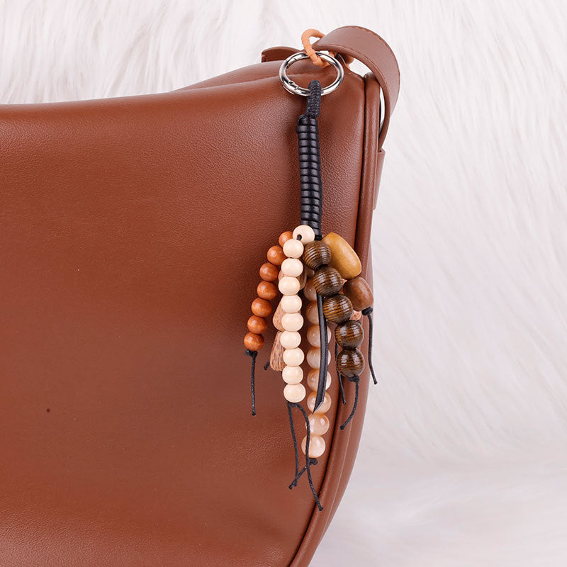 Natural Bodhi Seed Wooden Bead Keychain Pendant