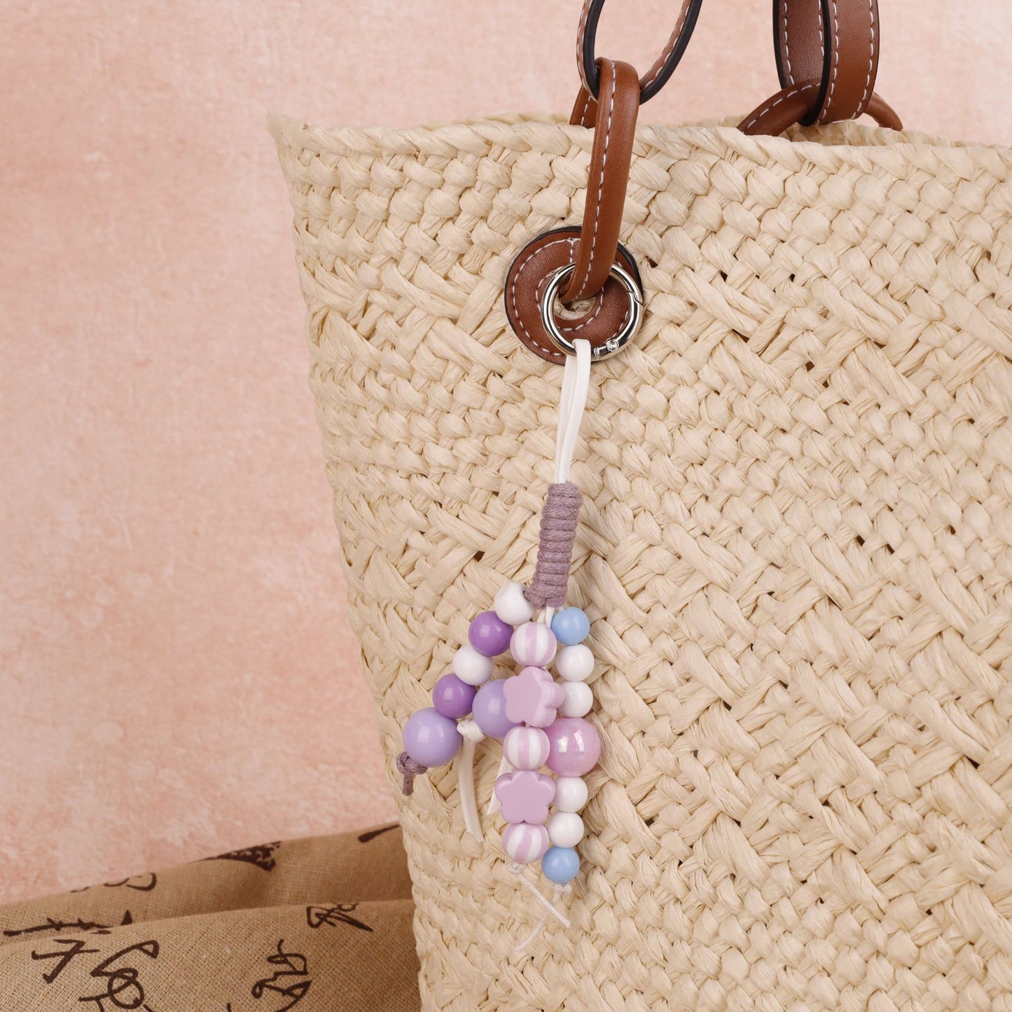 Natural Bodhi Seed Wooden Bead Keychain Pendant