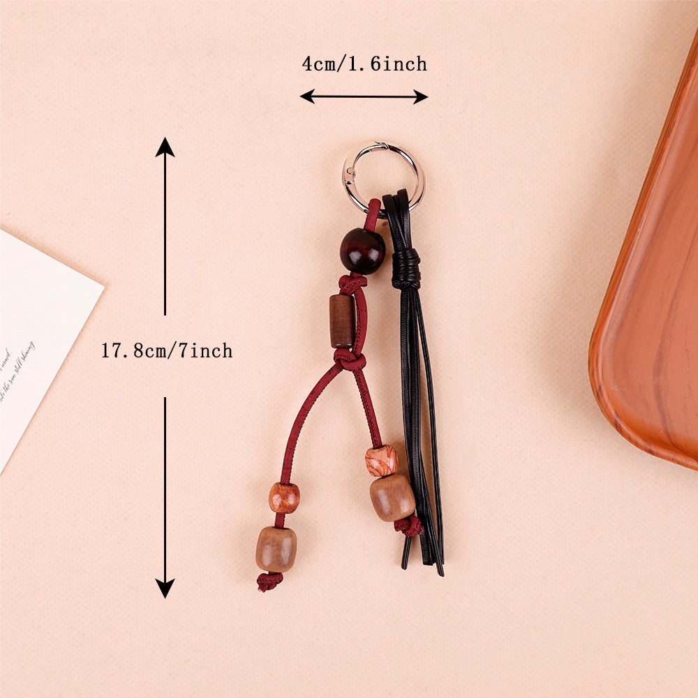 Natural Bodhi Seed Wooden Bead Keychain Pendant