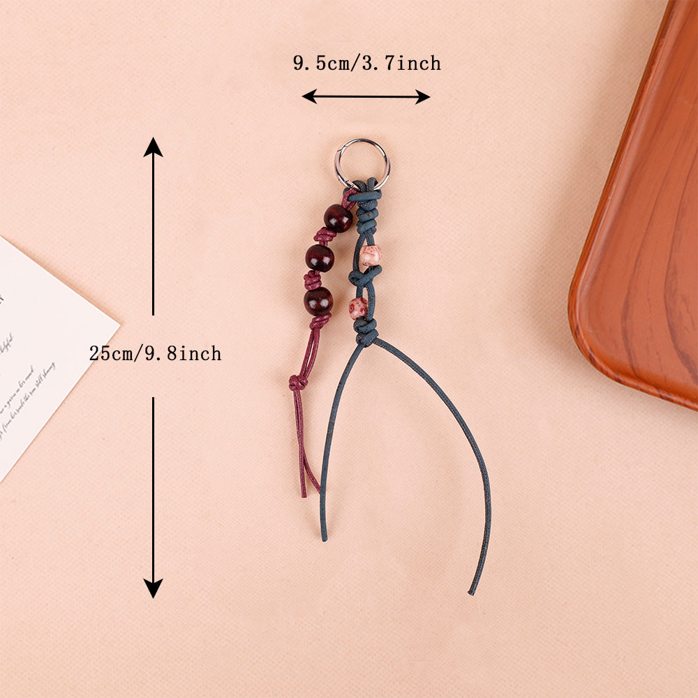Natural Bodhi Seed Wooden Bead Keychain Pendant