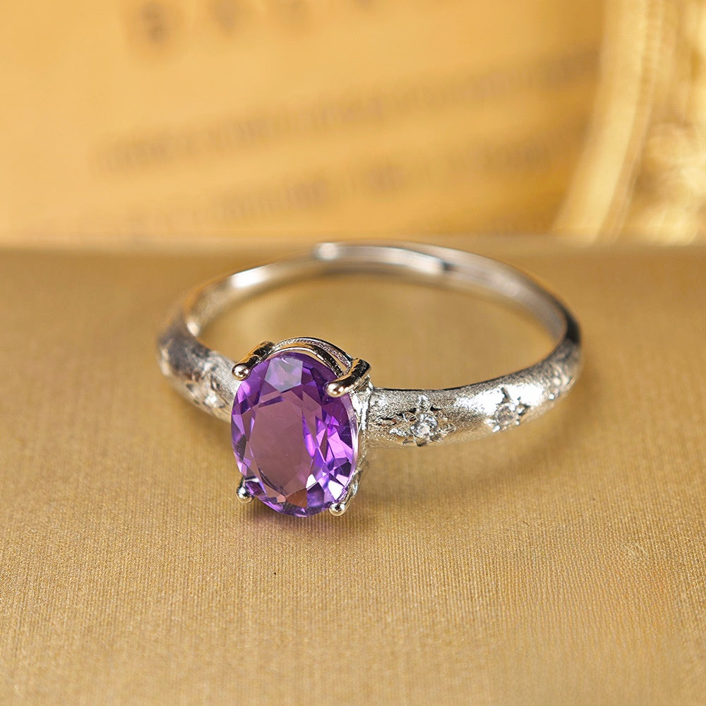 Natural Citrine Amethyst Frosted Ring