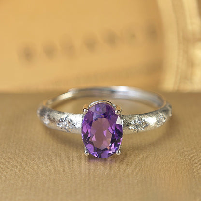 Natural Citrine Amethyst Frosted Ring