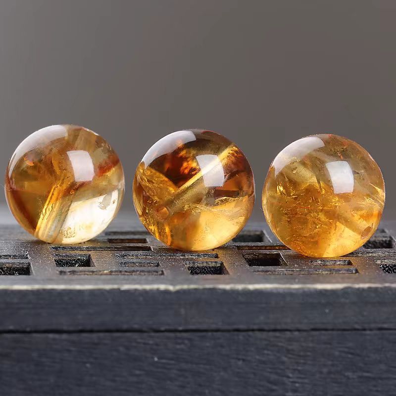 Natural Citrine Crystal Round Beads for Jewelry Making