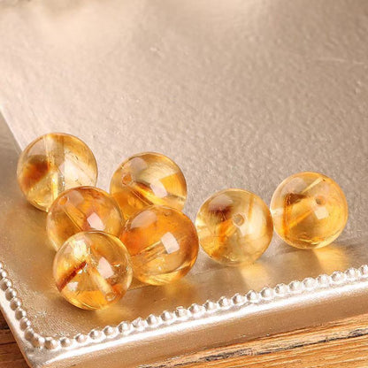 Natural Citrine Crystal Round Beads for Jewelry Making
