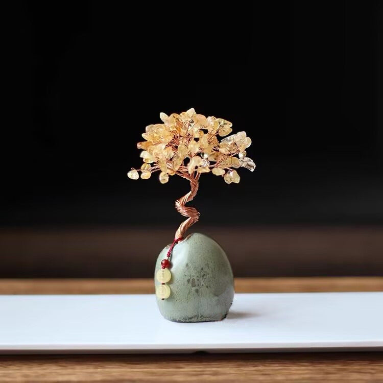 Natural Citrine Wealth Tree Decoration for Home Office