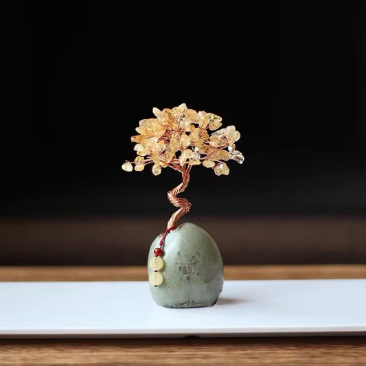 Natural Citrine Wealth Tree Decoration for Home Office